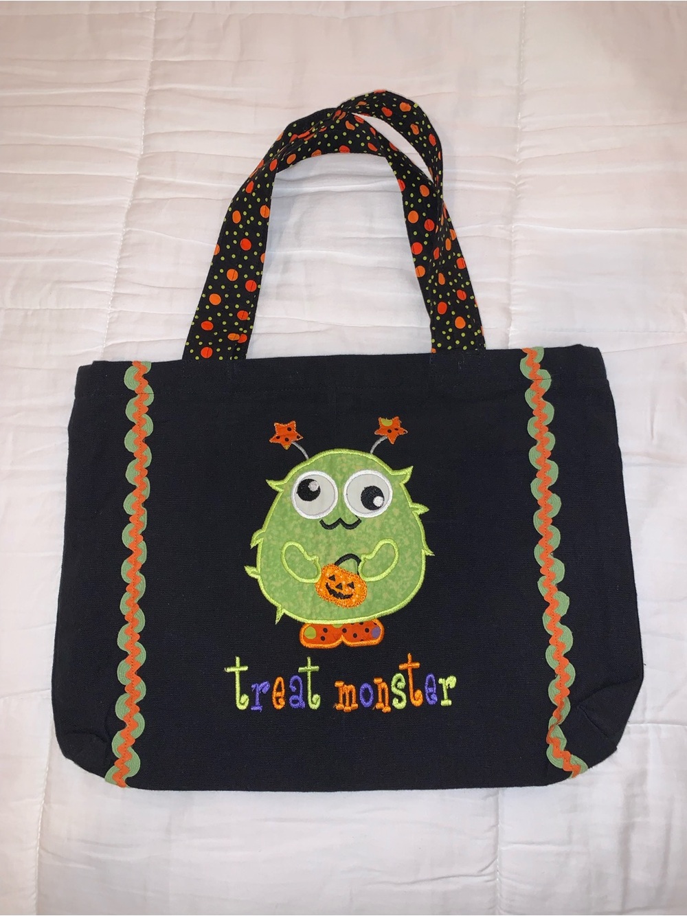 Adorable Green Monster Halloween Tote Bag